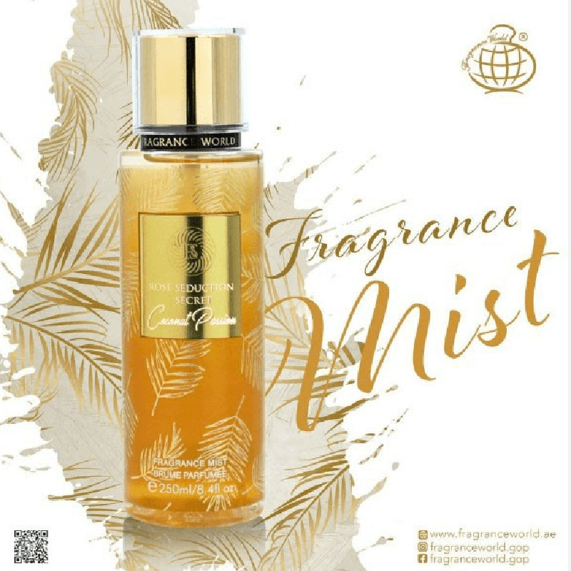 FW Rose Seductin Secret Coconut Passion perfumed body spray for women 250ml - Royalsperfume World Fragrance Body